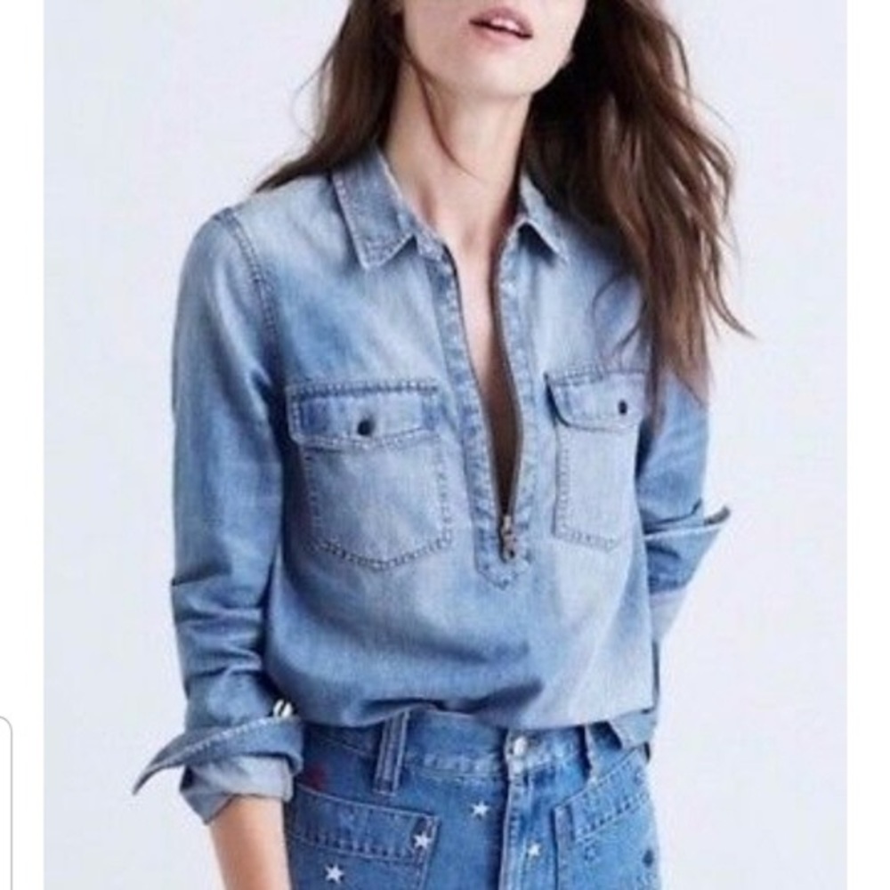 Madewell Denim Half Zip Shirt